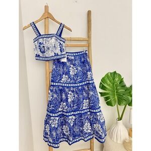Japna Skirt Set Top Summer Floral Tropical Vibrant Crusise Beach Womens Small